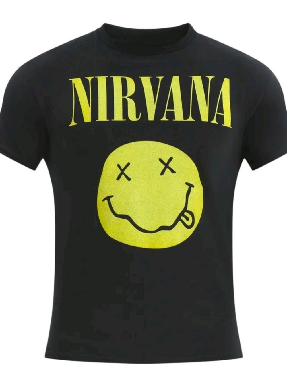 Nirvana Yellow Smiley Face Logo Graphic T-Shirt Mens 3XL Black Band Tee NWT